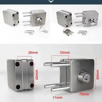 Stainless Steel 10 12mm Glass Door Lock Double Sides Open No