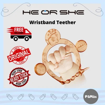 He Or She Baby Antibacterial Wristband Teether (Ready Stock) heorshe teether