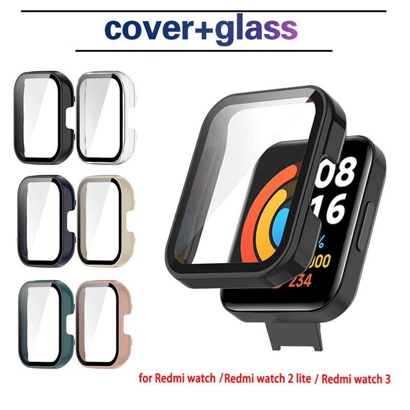 Ốp PC Cứng Vỏ Bảo Vệ Miếng Dán Màn Hình Kính Cường Lực Cho Redmi Watch 2 Lite 3 / Mi Watch Lite 1 2