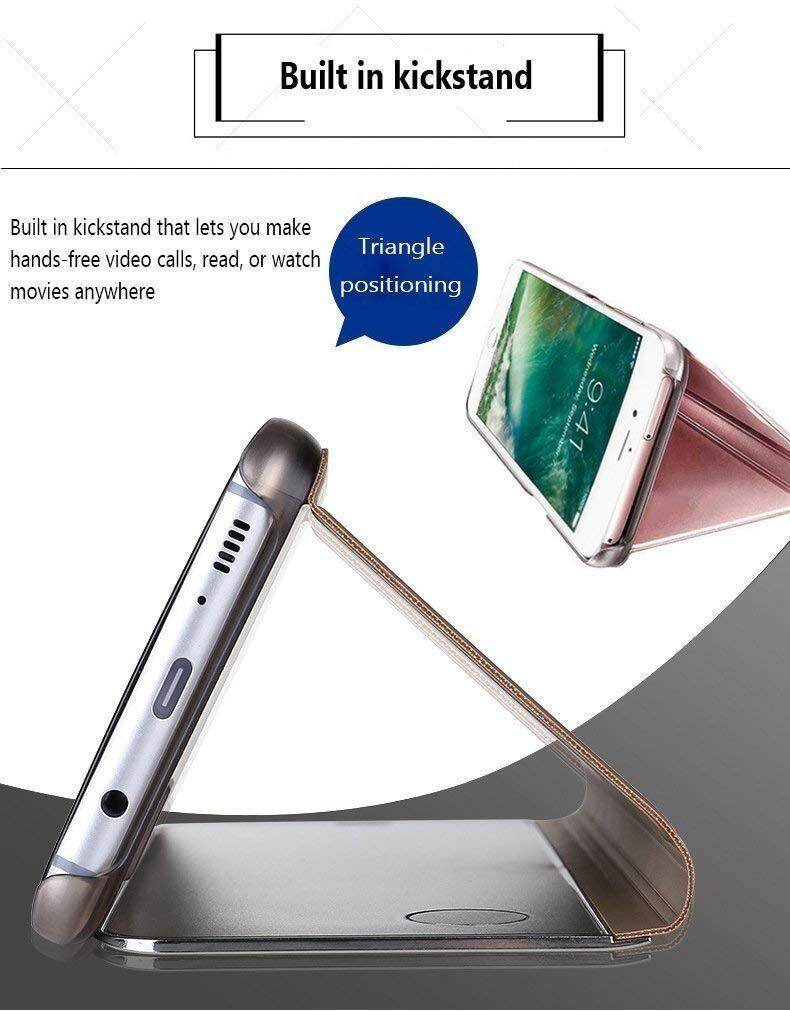 Ốp Lưng Galaxy Note 10 Note 10 Plus Ốp Bảo Vệ Toàn Thân Có Giá Đỡ Mạ Điện Màn Hình Tráng Gương Có Ô Xem Chức Năng Báo Thức Hẹn Giờ Ngủ Thông Minh