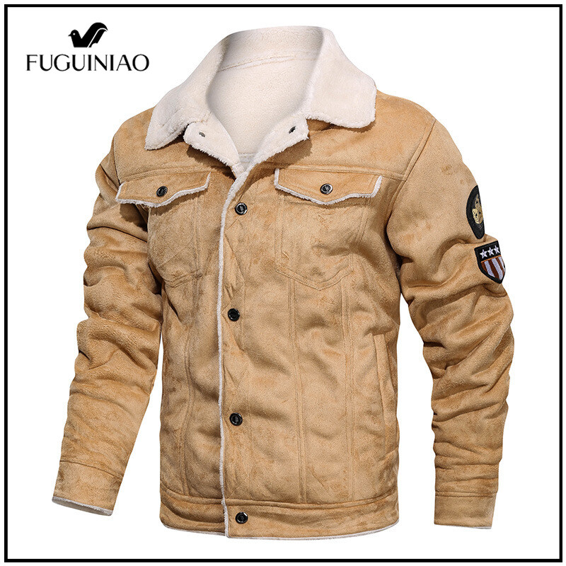 Fuguiniao Men's Casual Jacket Fleece Lined Coat Tops Thickening  Cotton Jacket Windproof Jacket（Free Shopping）