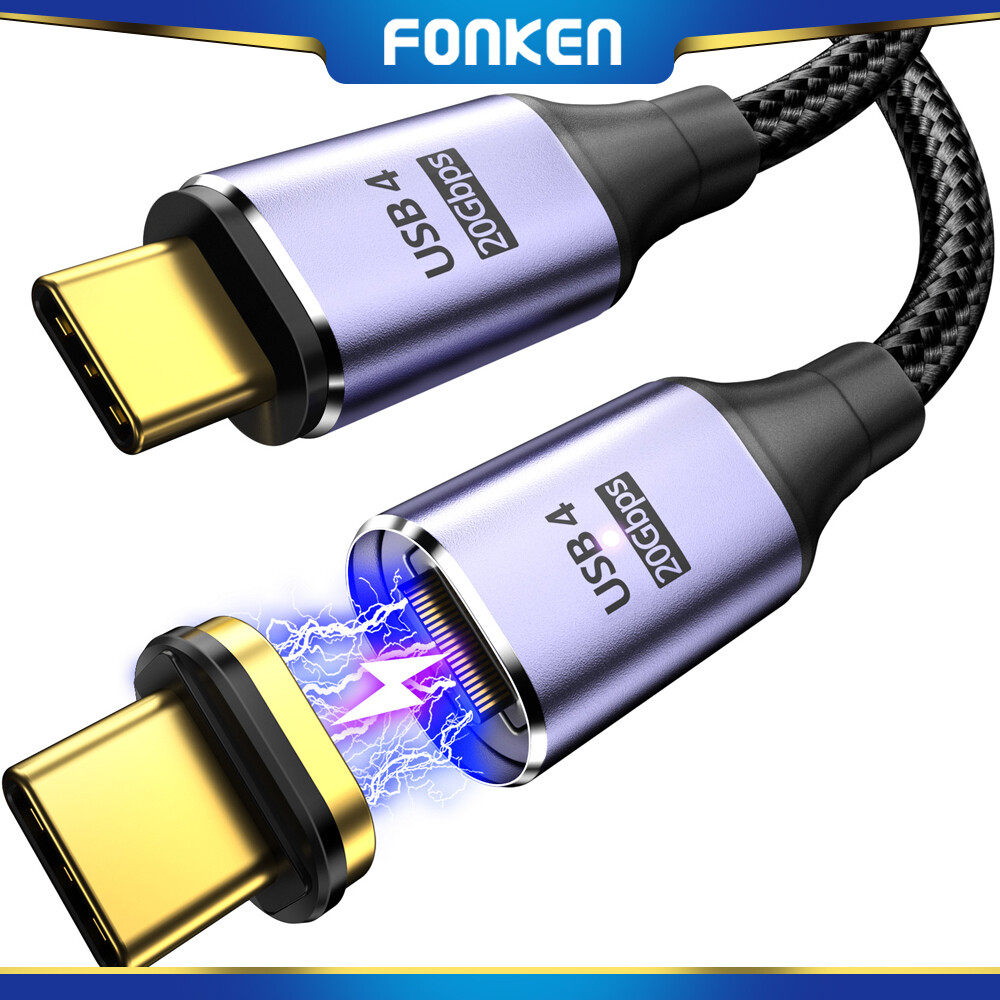 FONKEN USB4.0 20Gbps Cáp Dữ Liệu USB C Để Loại C Thunderbolt 3 8K @ 60Hz Cáp Dữ Liệu PD 100W 5A Nhanh Sạc Cáp Cho Điện Thoại Di Động Máy Tính Bảng