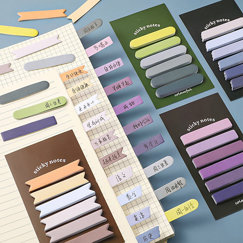 120 Sheets Cute Morandi Color Index Memo Pad Sticky Notes Paper Sticker
