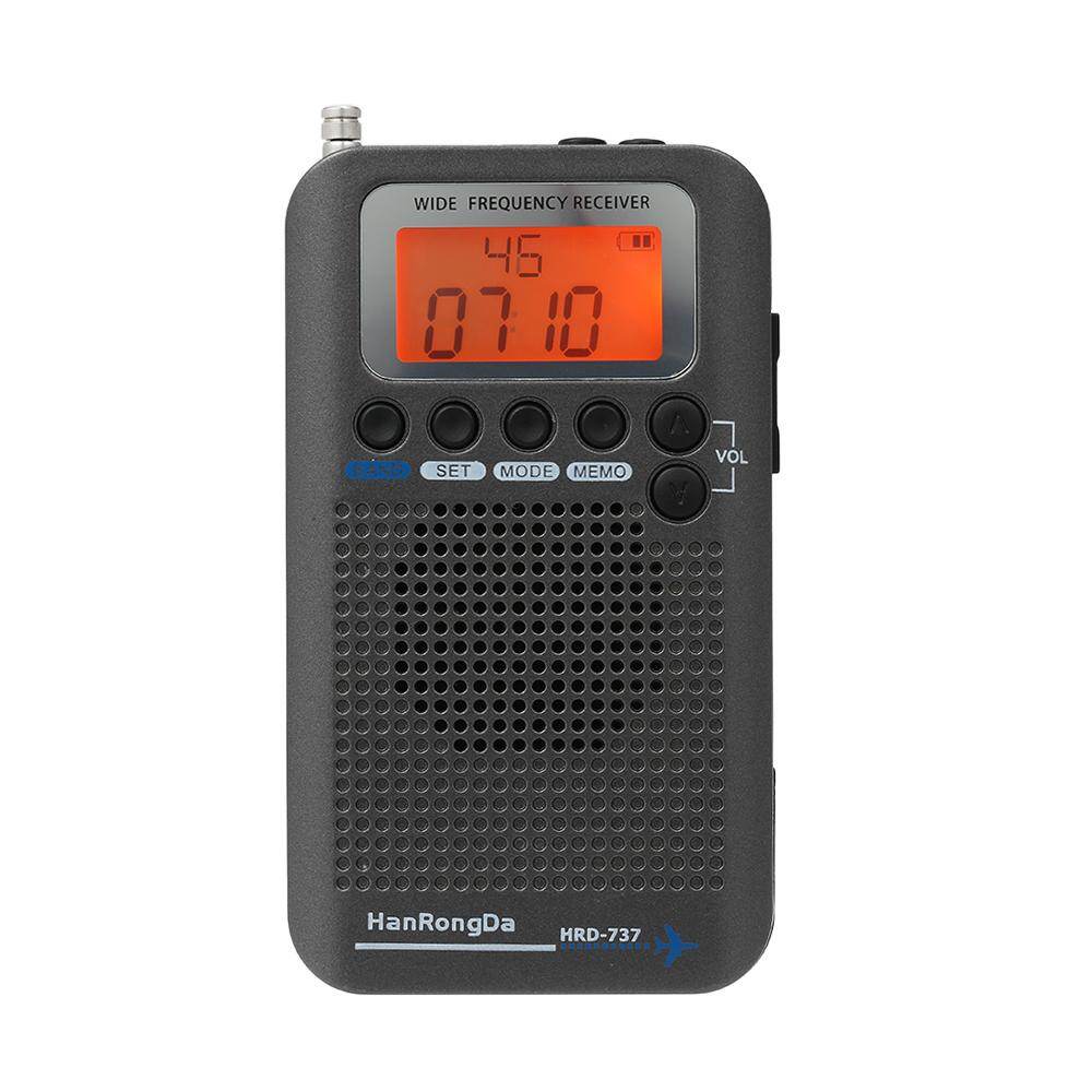 Hanrongda hrd-737 portable full band radio aircraft band receiver fm/am/sw/ cb/air/vhf world band with lcd display alarm clock