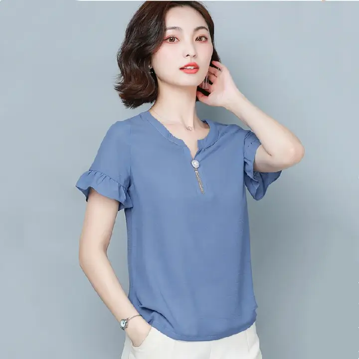 short sleeve chiffon tops