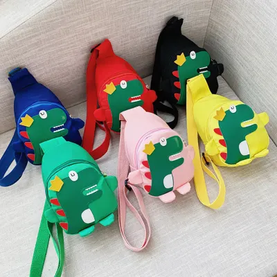 Children Cute Cartoon Dinosaur Chest Bag Kids PU Shoulder Bag Messenger Bag