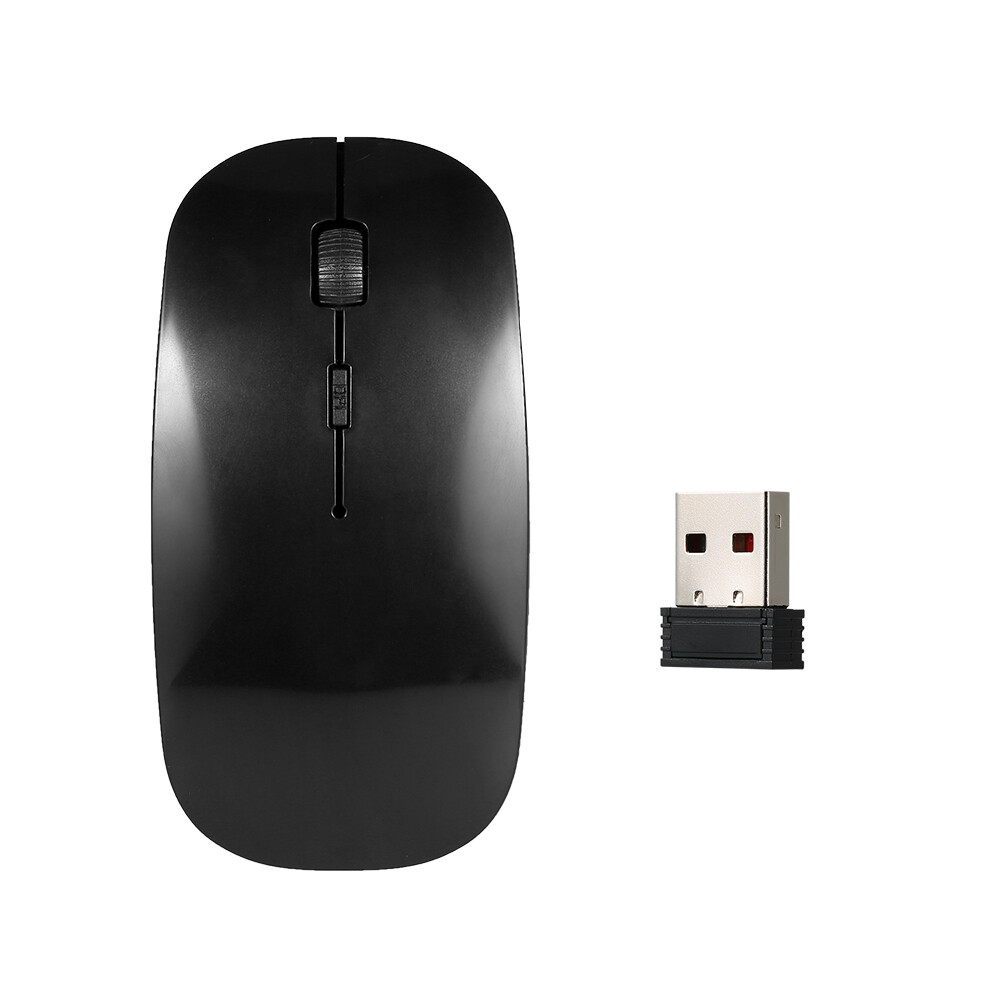 2.4G Wireless Mouse Portable Ultra-thin Mute Mouse 4 Keys Wireless Optical Mouse 1600DPI for Desktop Computer Laptop Black