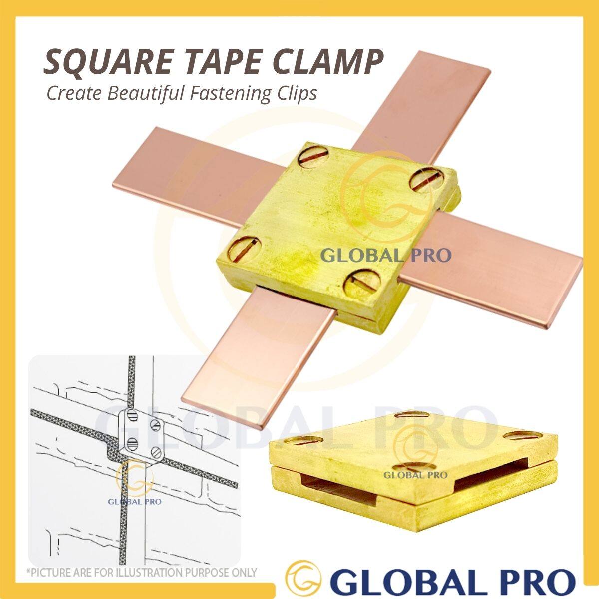 Square Tape Clamp 47 x 47mm Copper Earthing Connector Grounding Test