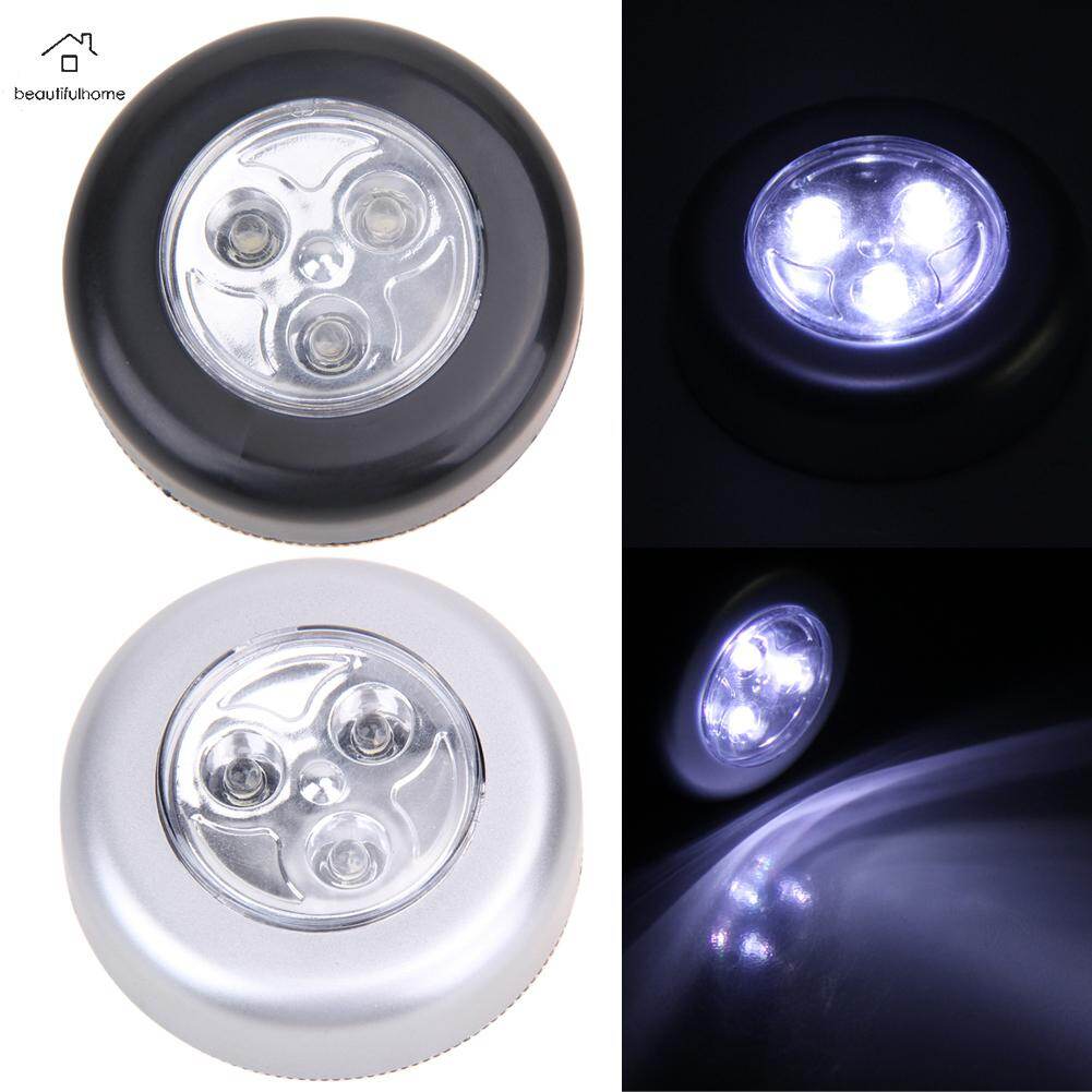 3 LED Battery Powered Stick Tap Touch Lamp Light Wall Kitchen Closet Lighti