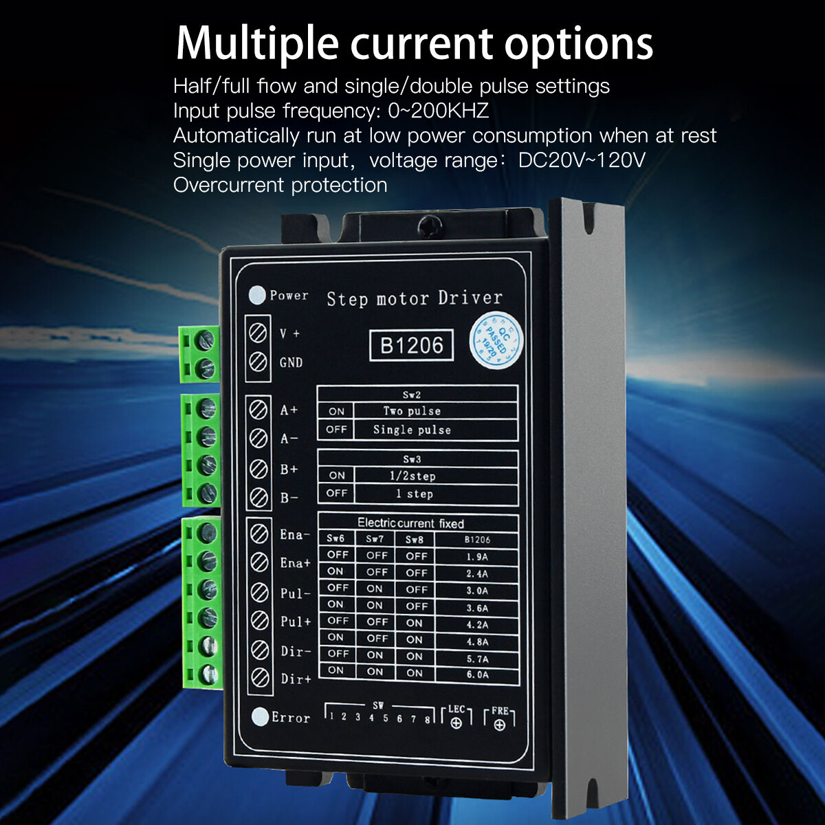 Aibecy B1206 Full/Half Step Driver 2-Phase Stepper Motor Driver Driving Voltage 20V-120VDC Current 6A Fannlady