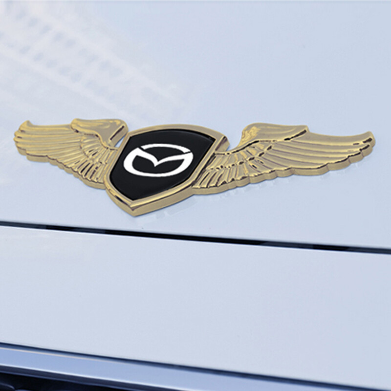 1 Piece Car 3D Front Emblem Badge Automotive Metal Front Hood Bonnet Sticker Exterior Decorative Accessories For Mazda 2 3 5 6 323 626 929 RX8 RX7 MX3 MX5 CX9 CX7 CX5