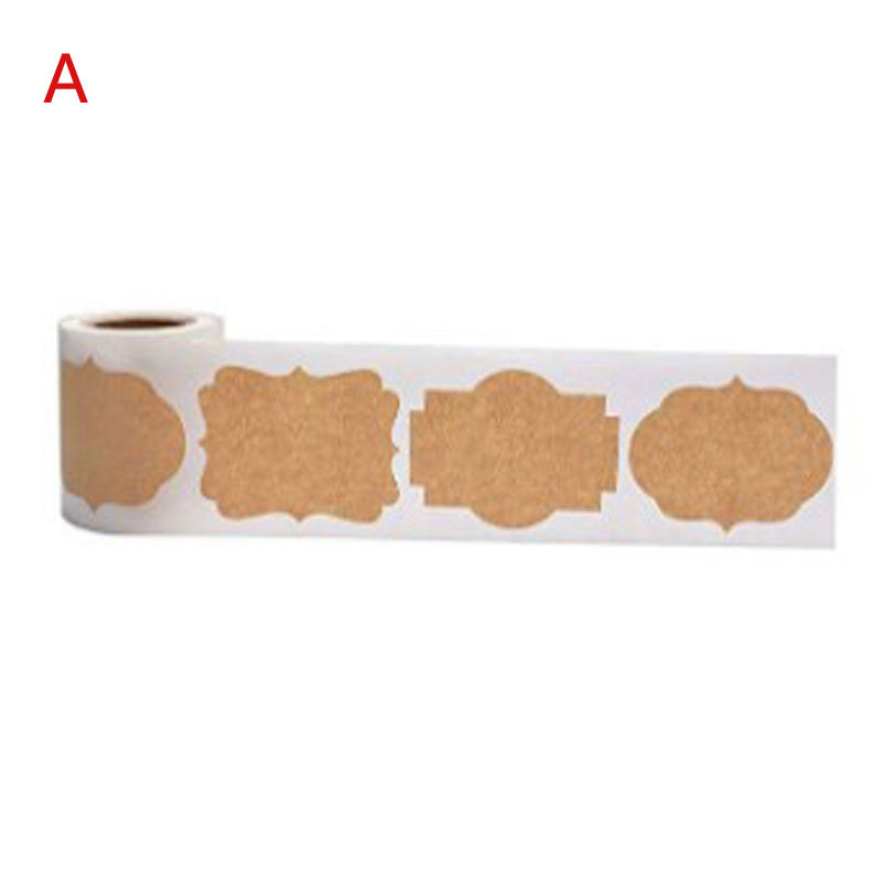 Kraft Label Stickers Writable Gift Labels, 300PCS Self-Adhesive Brown Labels for Essential Oil Bottle, Jars, Food Storage or Gift Decoration