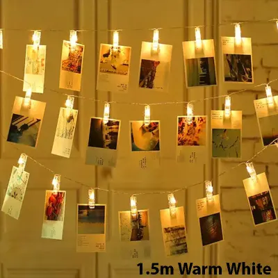 10 20 40 LED Clip Photo Light String 1.5m/3m/6m USB Powered Wedding Birthday Party Fairy Light DIY Bedroom Lamp Decor