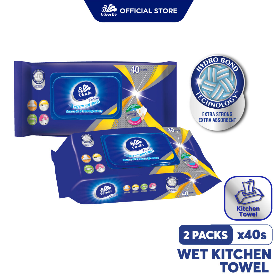 Vinda Deluxe Kitchen Wipes (40s x 2) Lazada