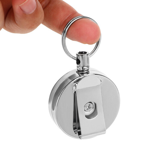 1x Anti-theft Keychain Pull Keyring Retracting Extendable Metal Wire Wire Rope Key Chain Ring Clip