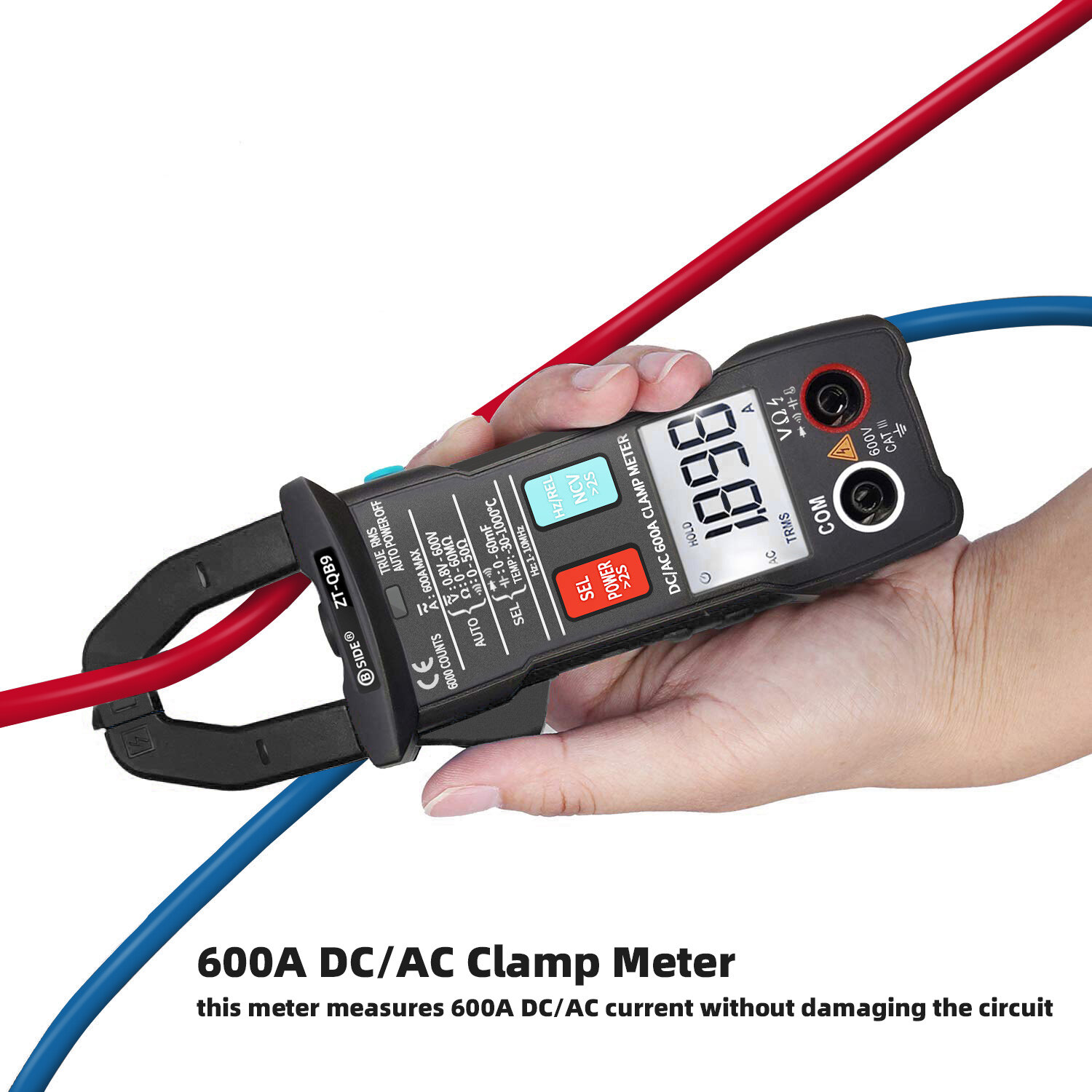 Meterk BSIDE 6000 Counts Digital Clamp Meter True RMS Multimeter Ammeter AC DC Voltage Current Meter NCV Test Universal Meter Tester Current -30~1000°C Resistance Capacitance Frequency Diode