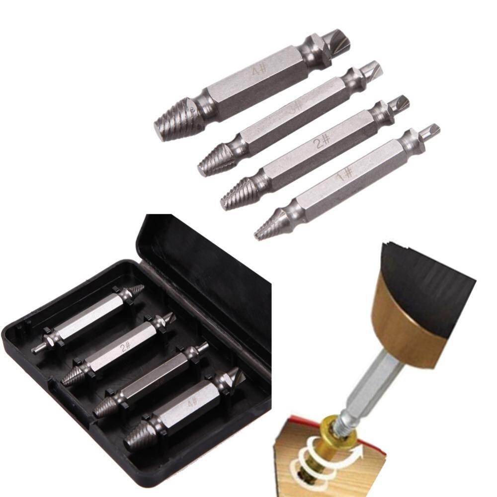 4pcs Damaged Screw Extractor Drill Bits Guide Set Broken Speed Out Easy Out Bolt Stud Stripped Screw Remover Tool