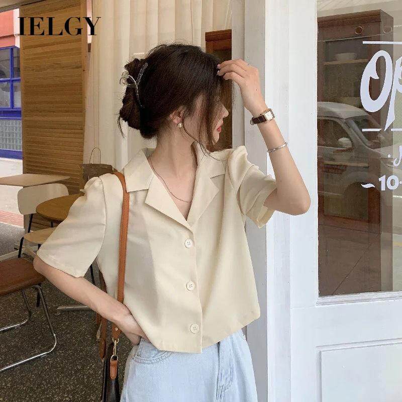 IELGY short top shirt Western style all-match niche temperament chiffon women