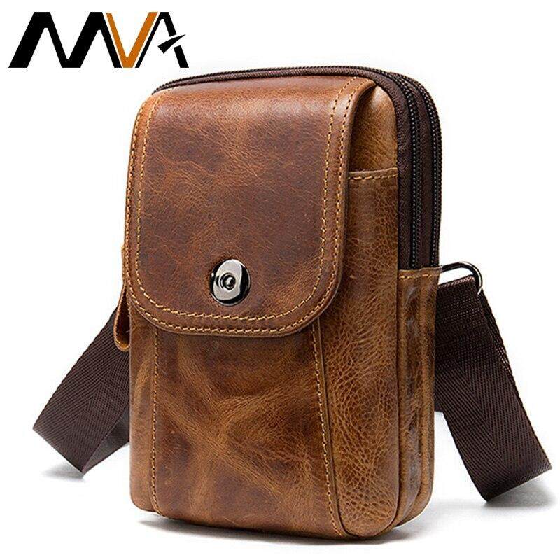 Men/'s Genuine Leather Belt Waist Bag Phone Pouch Shoulder Messenger Fanny Pack