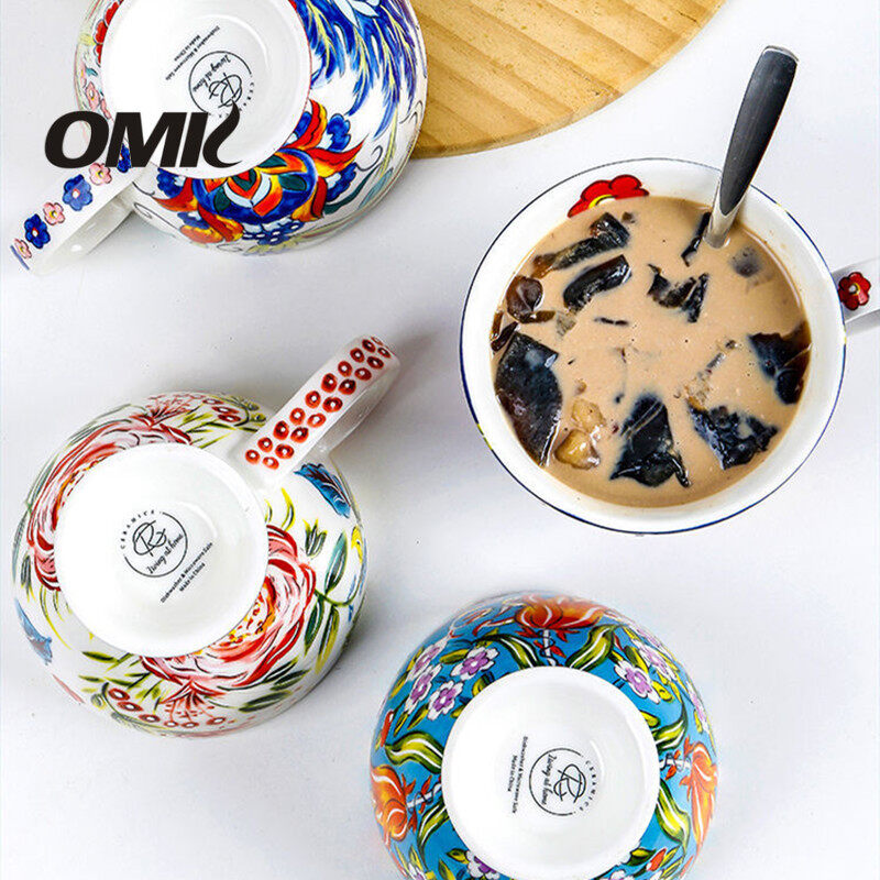 OMK American hand-painted ceramic 450ML breakfast cup mug coffee