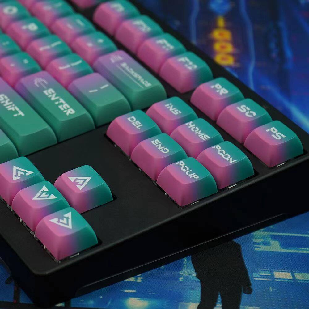 【Keycap Only】Neon gradient Keycap Cyberpunk 124 Keys XDA Profile PBT Sublimation For Cherry MX Switch Mechanical Keyboard RK61/Anne Pro 2/GK61