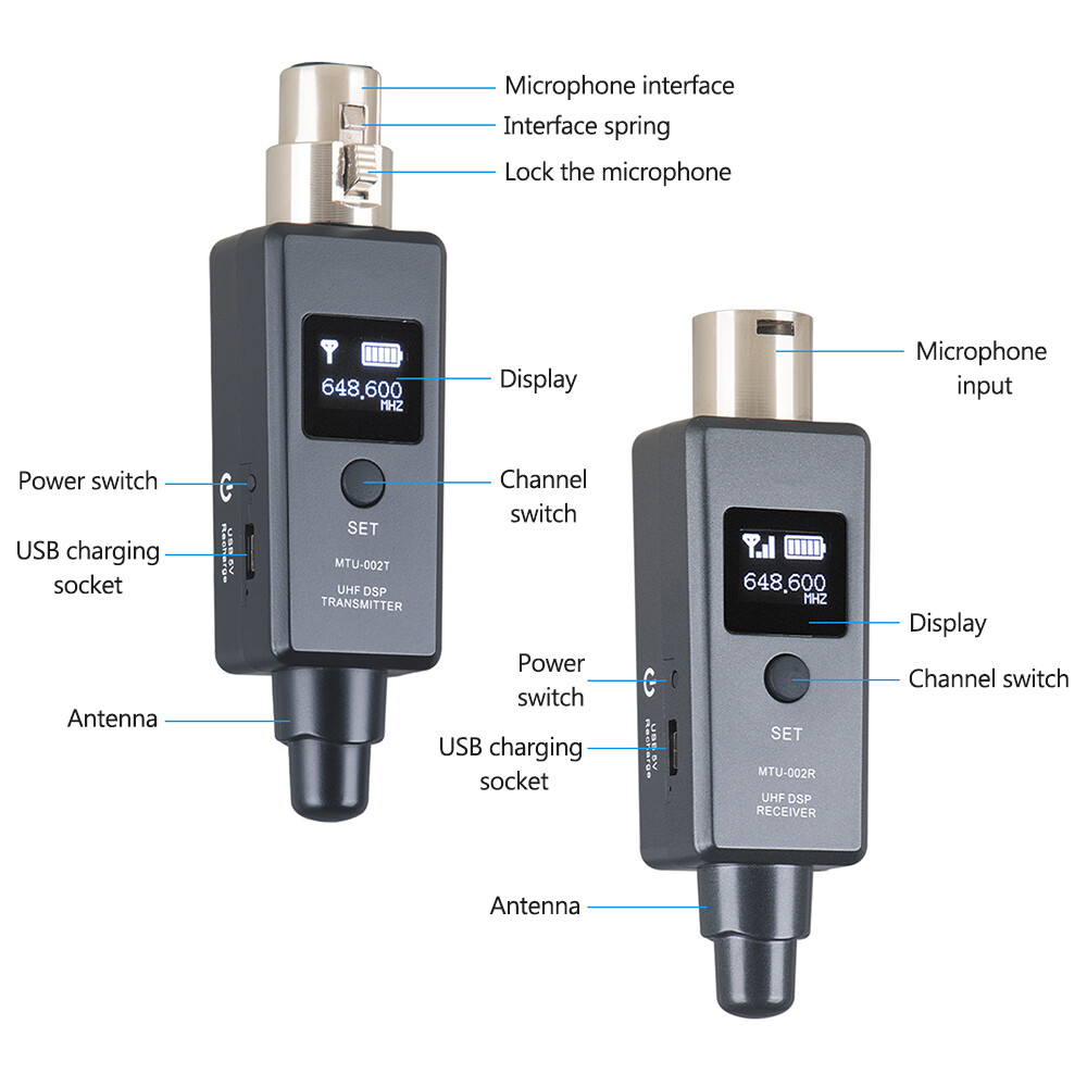 1 Cặp Micro Hệ Thống Không Dây Micro Hệ Thống Phát Không Dây Micro Bộ Phát & Thu DSP UHF Mic/Line Hai Chế Độ Cho Micro Động/Điện Dung