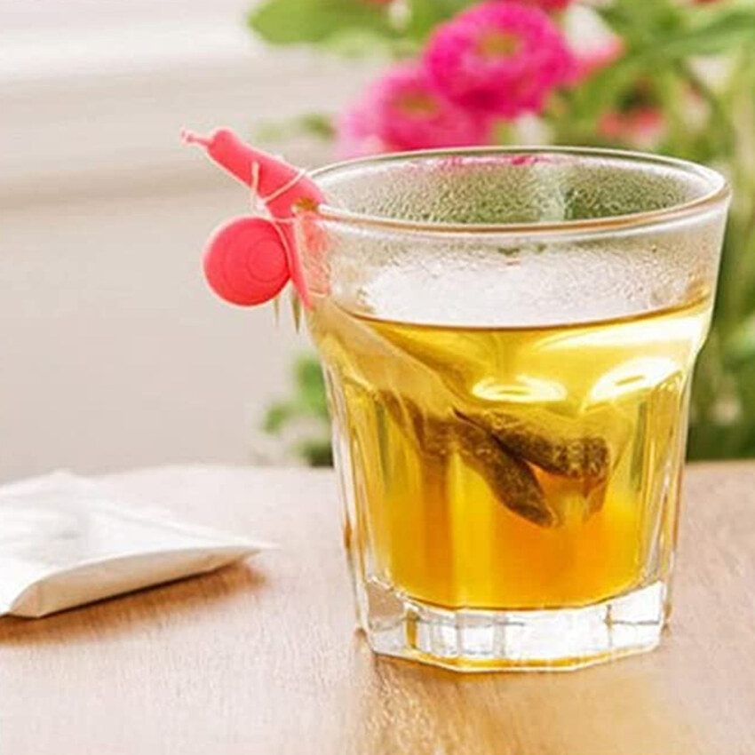 Silicone Tea Bag Holder Mini Snail Tea Bag Holder Reusable Glass Marker Identifiers 5PCS Tea Filters