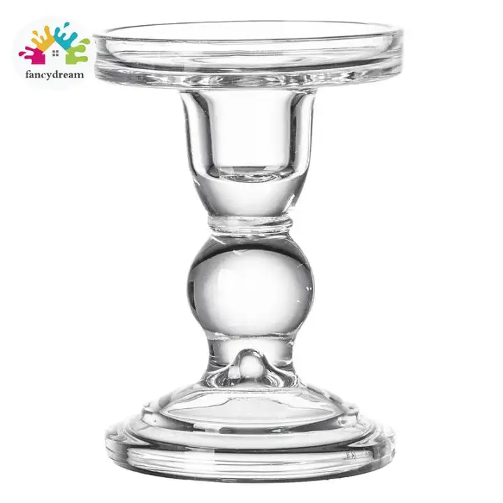 Fancydream High Candlestick Transparent Glass Candle Holders