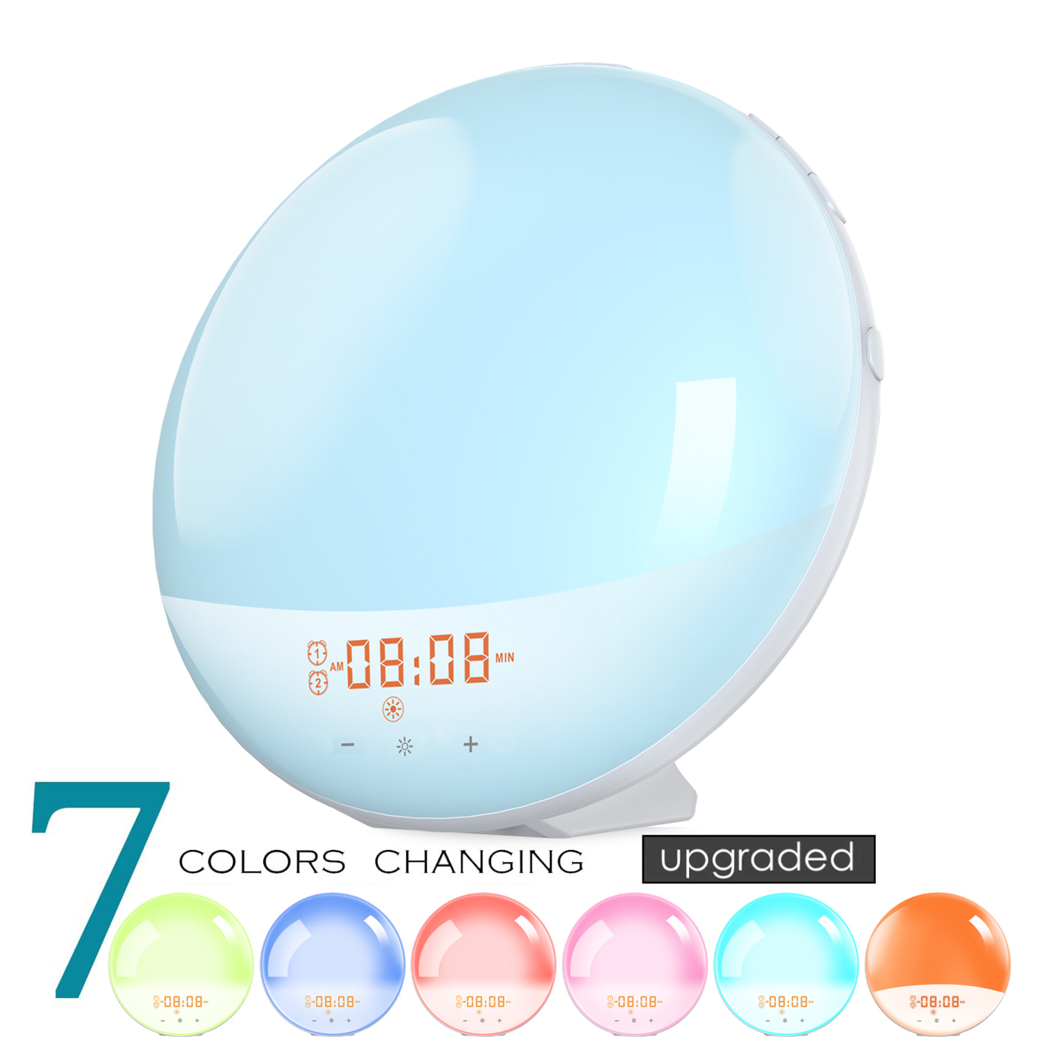 Smart Sensor Multifunctional Light Smart Clock Table Lamp with FM Radio Alarm Clock Snooze Function Bedside Lamp Digital Alarm Clock with Sunlight Simulation