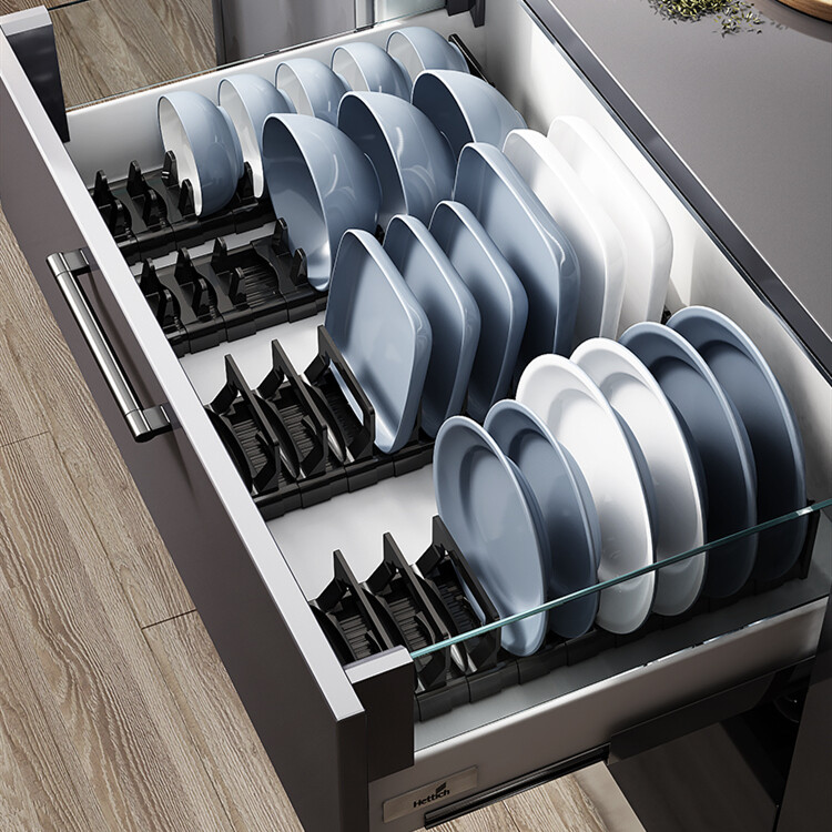 Adjustable Drawer Aluminum Dish Rack Dish Drain Rack Kitchen Dish Storage Rack Countertop Storage Rack Split Kitchenware Shelf Kitchen Sink Drain rack cabinet Organizer Pot Lid Rack Cooking Dish Rack Pan Cover Stand Kitchen Accessories