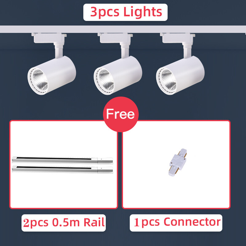 【🔥Ready Stock🔥】CANMEIJIA (3 Lamps+1M Rail) Full Set Led Track Lights Ceiling Light 12W 20W 30W