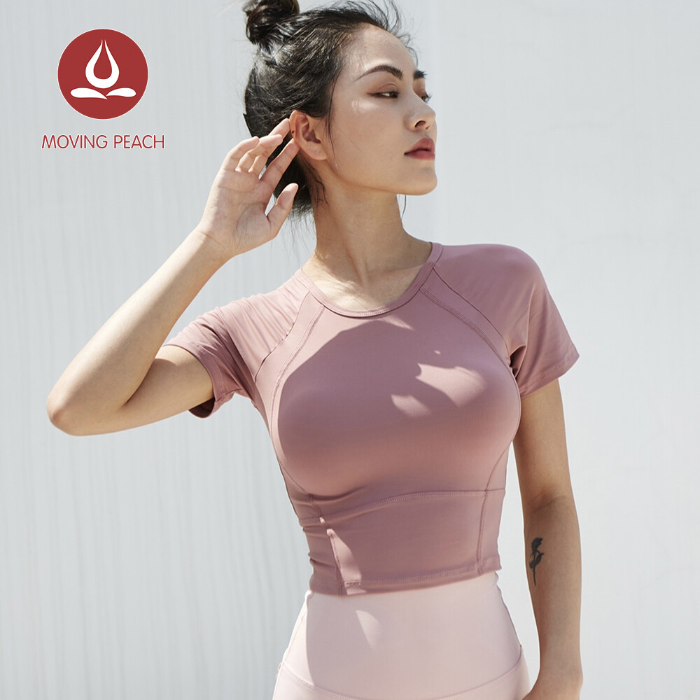 Women's Yoga T-shirt Breathable Skin Close Fit Nude Fitness Top ATO
