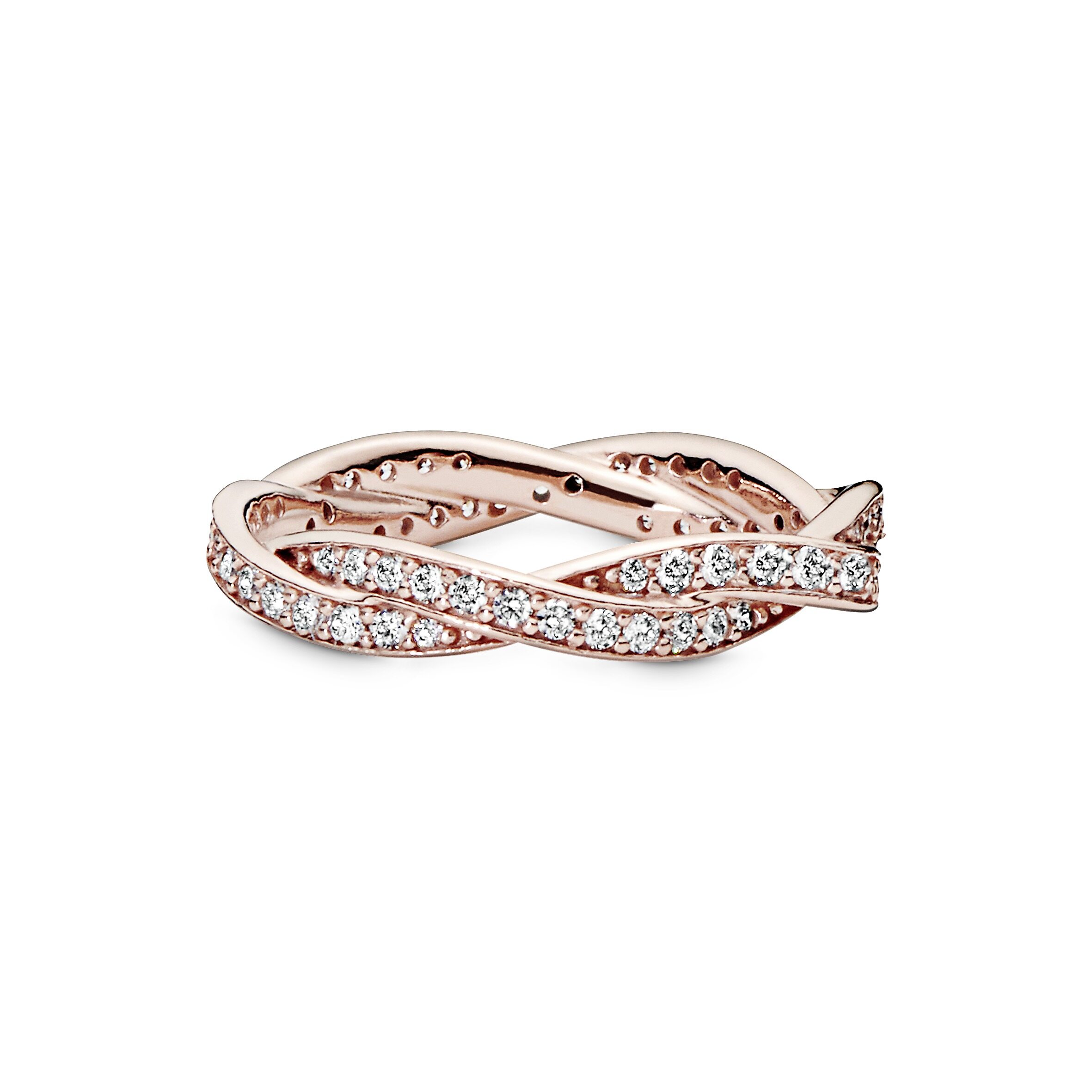2021 Original Pandoras Rose Sparkling Twisted Lines Ring