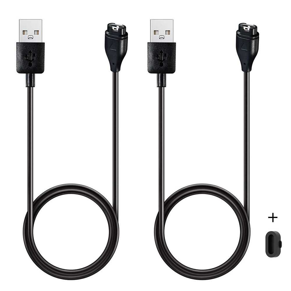2 Pack Replacement Charger Compatible for Garmin Vivoactive 4, Charging Cable Cord Plus a White Silicone Charger Port Protector Anti Dust Plug for Garmin Vivoactive 4 4S Smartwatch