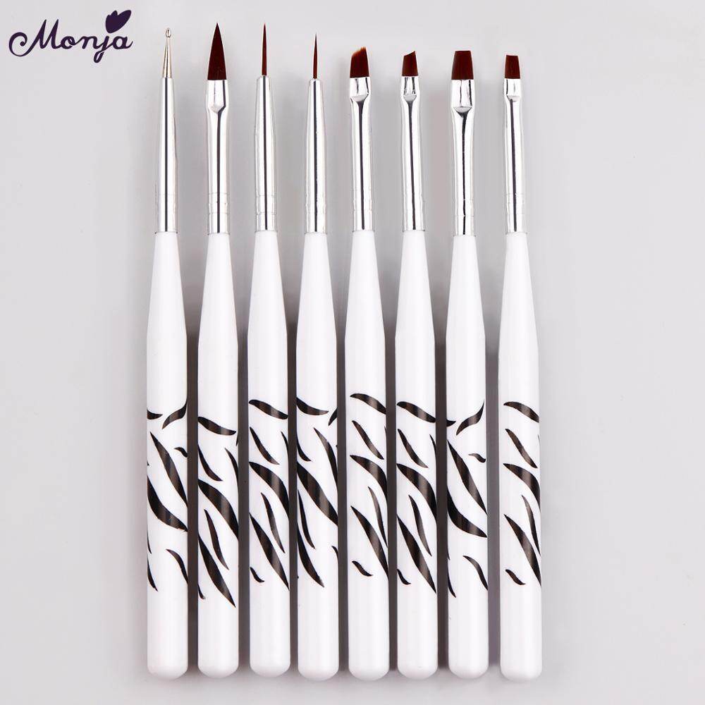 myyeah 8pcs/set Nail Art Acrylic Liquid Powder Brush French Flower Liner Lines Stripes Painting Drawing Dotting Pen Nail Art Tool