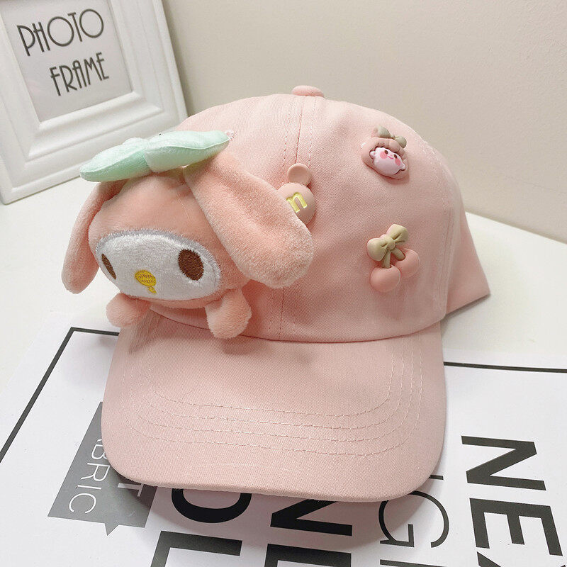 AMILA Cartoon children's peaked cap Korean Version Cute Cartoon Strawberry Bear Wide Eaves Shade casual baseball cap