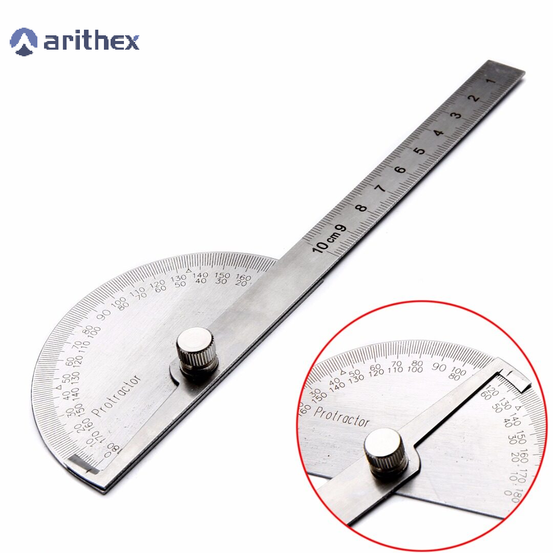 Arithex bokali 1 chiếc thước đo góc thước đo góc 180 độ bằng thép không gỉ mới dụng cụ đo xoay