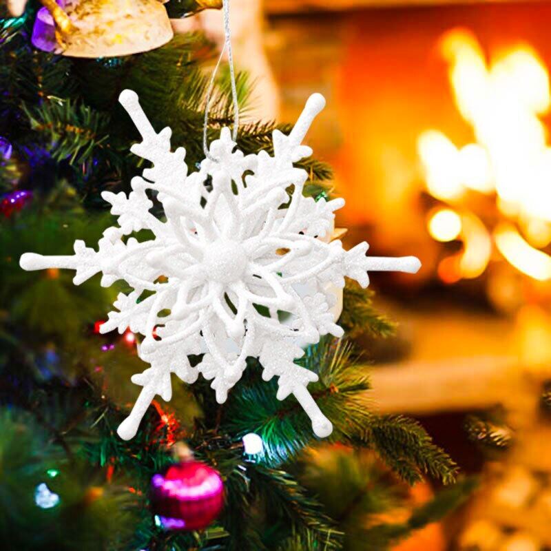 12cm 3D Ice White Snowflake Hanging Ornaments Christmas Tree Decoration
