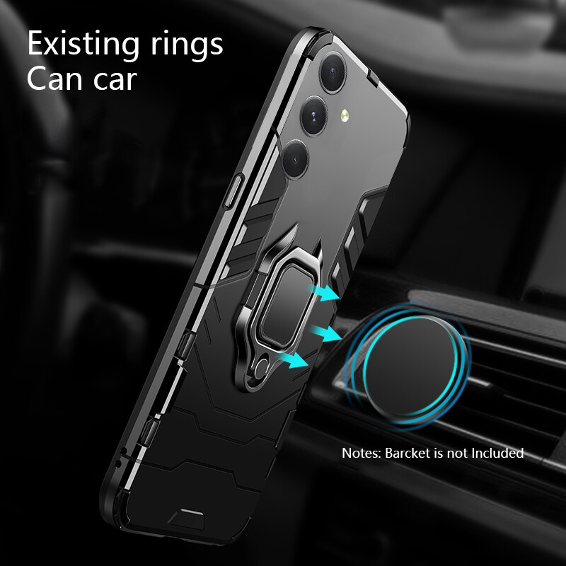 For Samsung Galaxy A15 Case Silicone Armor Metal Ring Stand Case Armor Back Protective Shockproof Hard Dual Layer for Galaxy A15 Cover