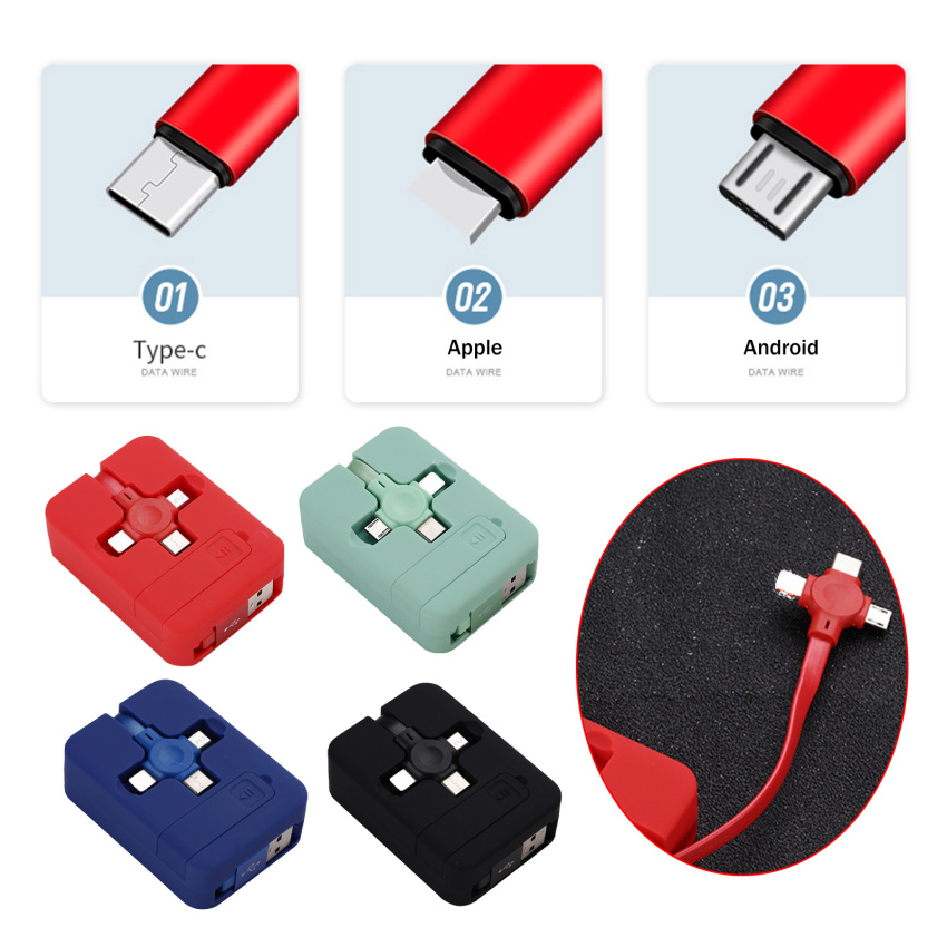 Home Telescopic Storage Bracket Three-In-One Charging Cable, Data Transmission Data Cable