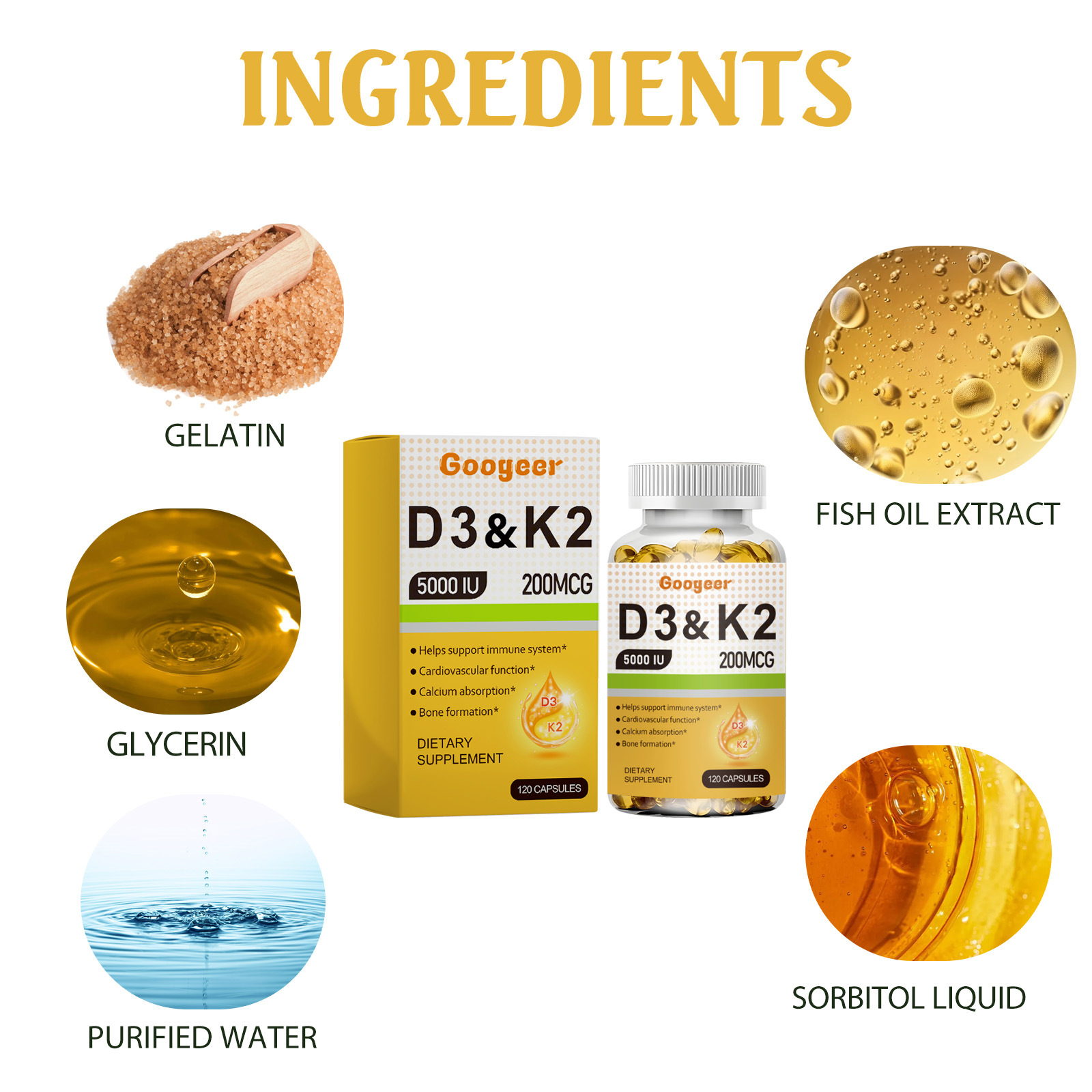 Viên nang gel vitamin d3 tăng cường hệ thống miễn dịch bổ sung chất dinh dưỡng giúp hấp thụ canxi tăng trưởng xương làm cho cơ thể bạn khỏe mạnh hơn cải thiện hệ thống miễn dịch chức năng tim mạch phục hồi sức sống tổng thể trở nên mạnh mẽ hơn (120 viên n