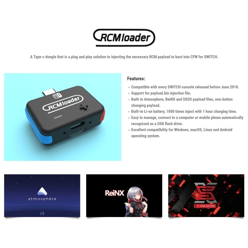 V5 RCM Loader Atmosphere USB Type-C Payload Bin Injector Transmitter for Switch PC Host Use U Disk Game