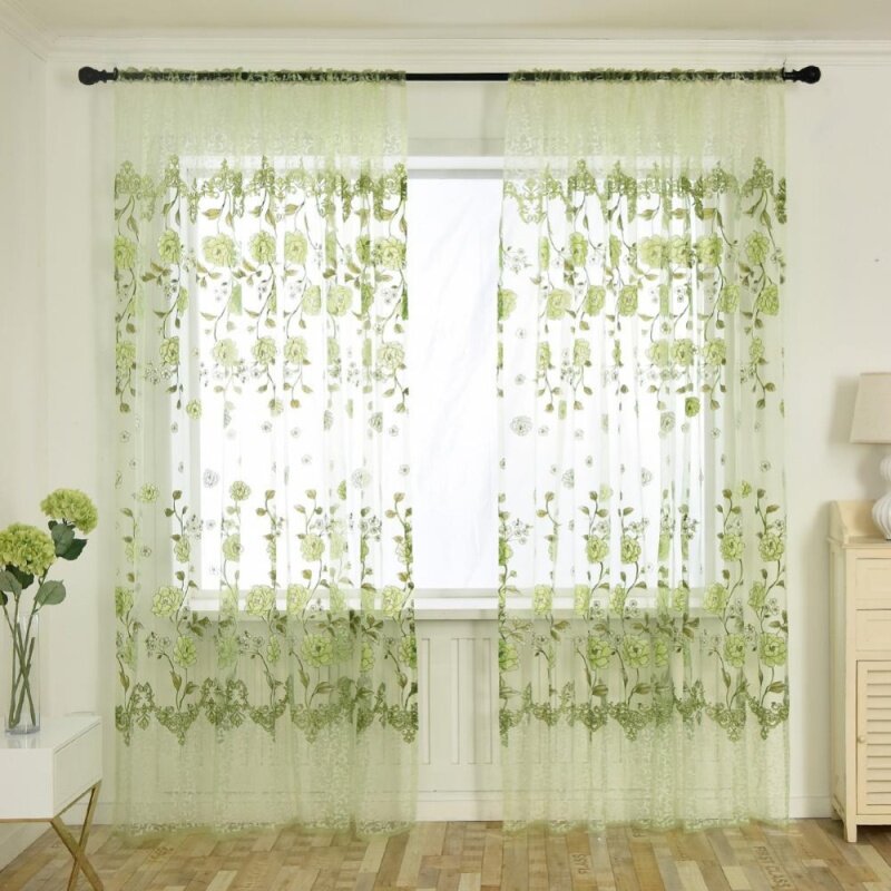 Rèm In Offset Hoa Mẫu Đơn Sợi Vải Tuyn Rèm Để Trang Trí Nhà Cửa Phòng
