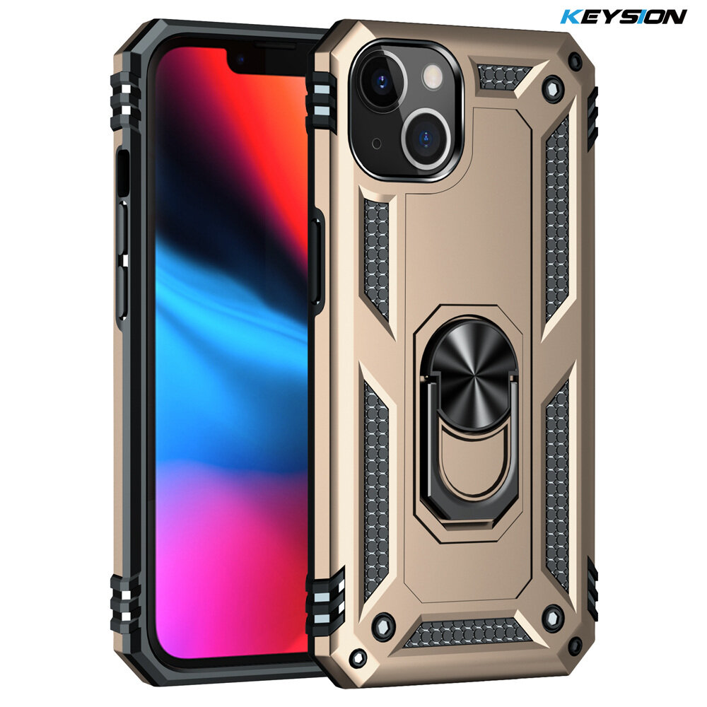 Keysion shockproof case for iphone 13 pro max 13 mini ring stand heavy protection phone back cover for iphone 12  pro max new