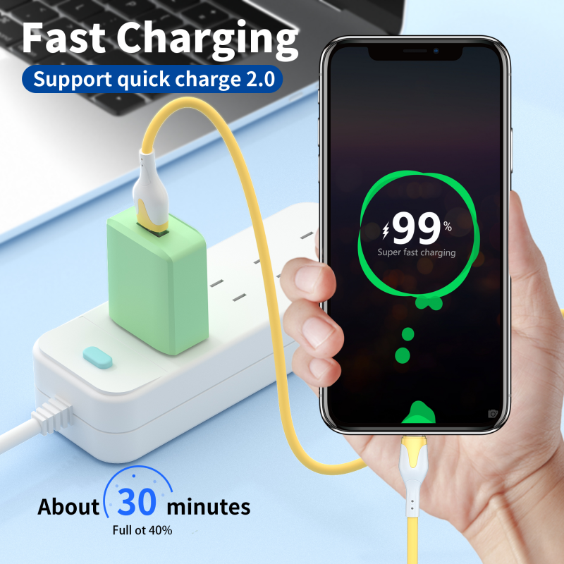 Cáp USB Sạc Nhanh 3A Cáp Type C Silicon Mềm Cáp Dữ Liệu Dây Sạc Cáp USB Điện Thoại