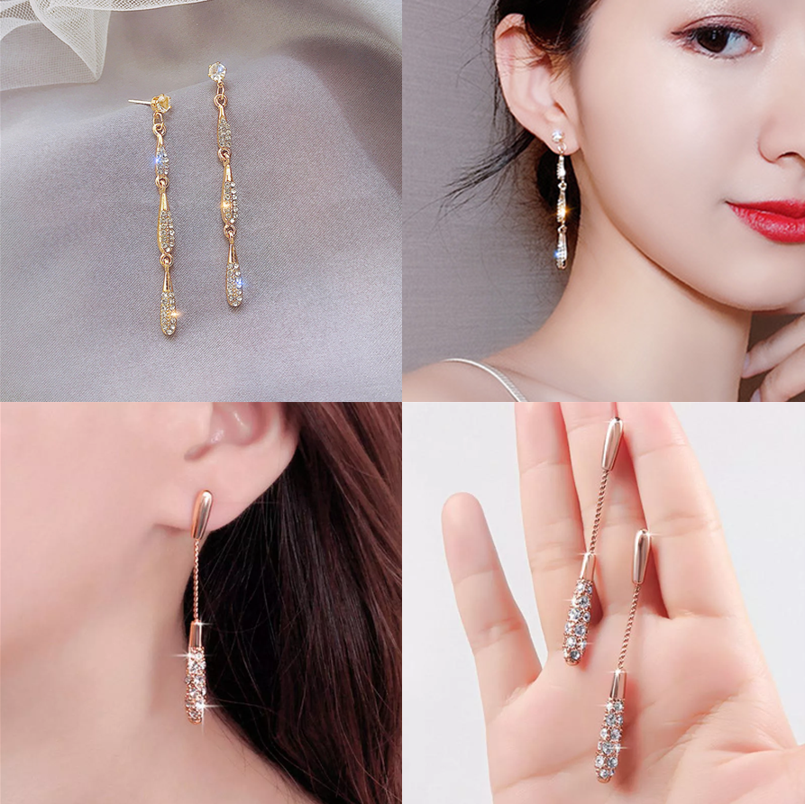 Bông Tai Hình Giọt Nước Sáng Bóng Bông Tai Pin Bạc S925 Bông Tai Khí ...