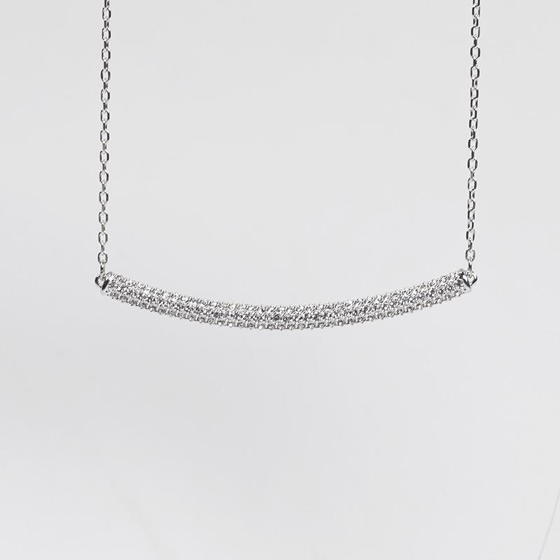 Smile Necklace Curved Silver Full Crystal Temperament Necklace for Women Gift