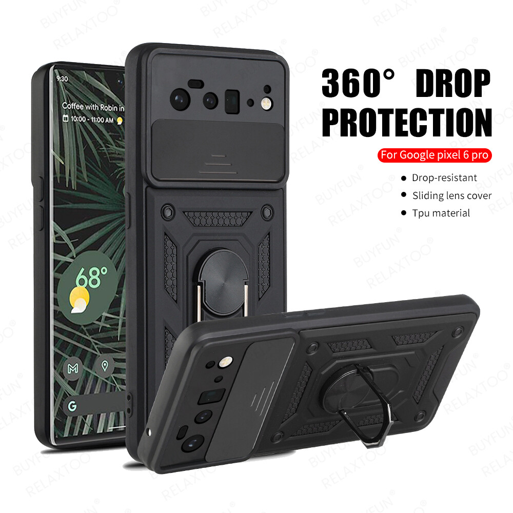 360° Drop Protection Case For Google Pixel 6 Pro Camera Push Window Cover For Google Pixel6 6Pro Magnetic Ring Stand Shell Coque