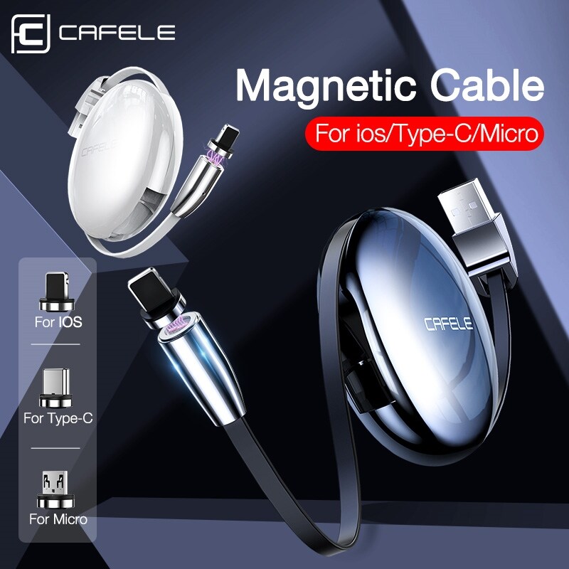 {hot} Cafele Retractable Magnetic USB Cable For iPhone Charger Micro USB Type C Cable For Huawei Xiaomi Samsung S10 3A Fast Charging