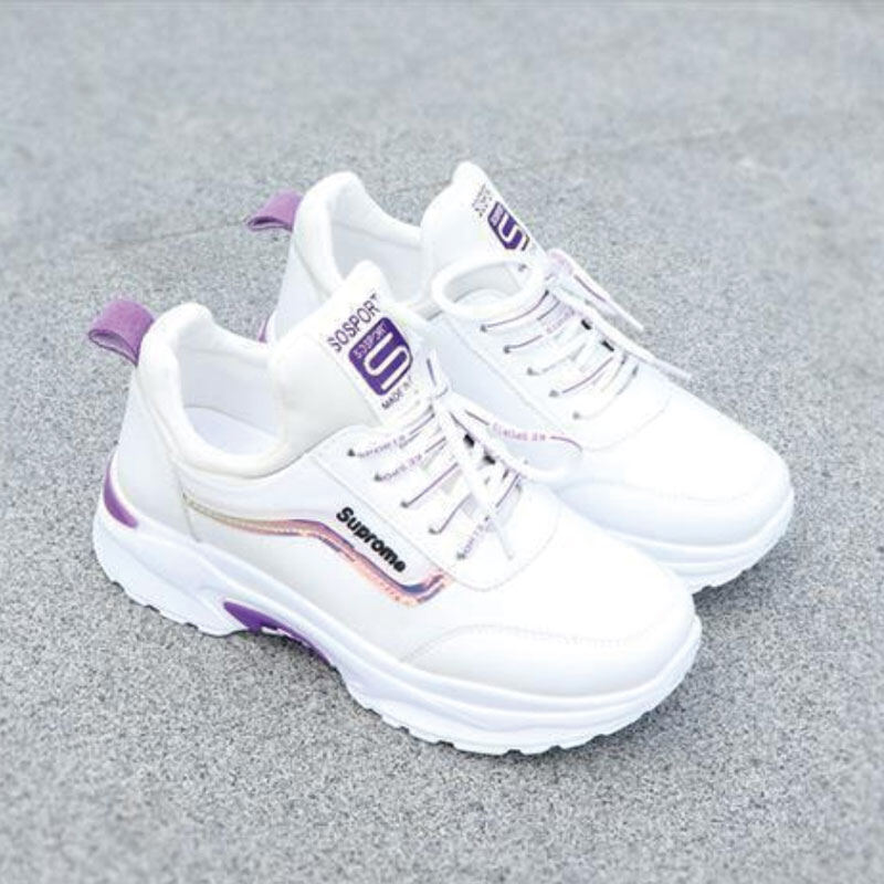 YUNGUANG new fashion shoes women White shoes female white leather breathable sport shoes female thick shoes women's sport shoes female casual shoes all match